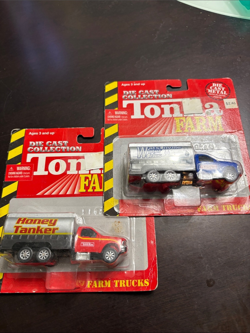 Tonka Die-Cast Farm Tanker Trucks - Red and Blue NIP